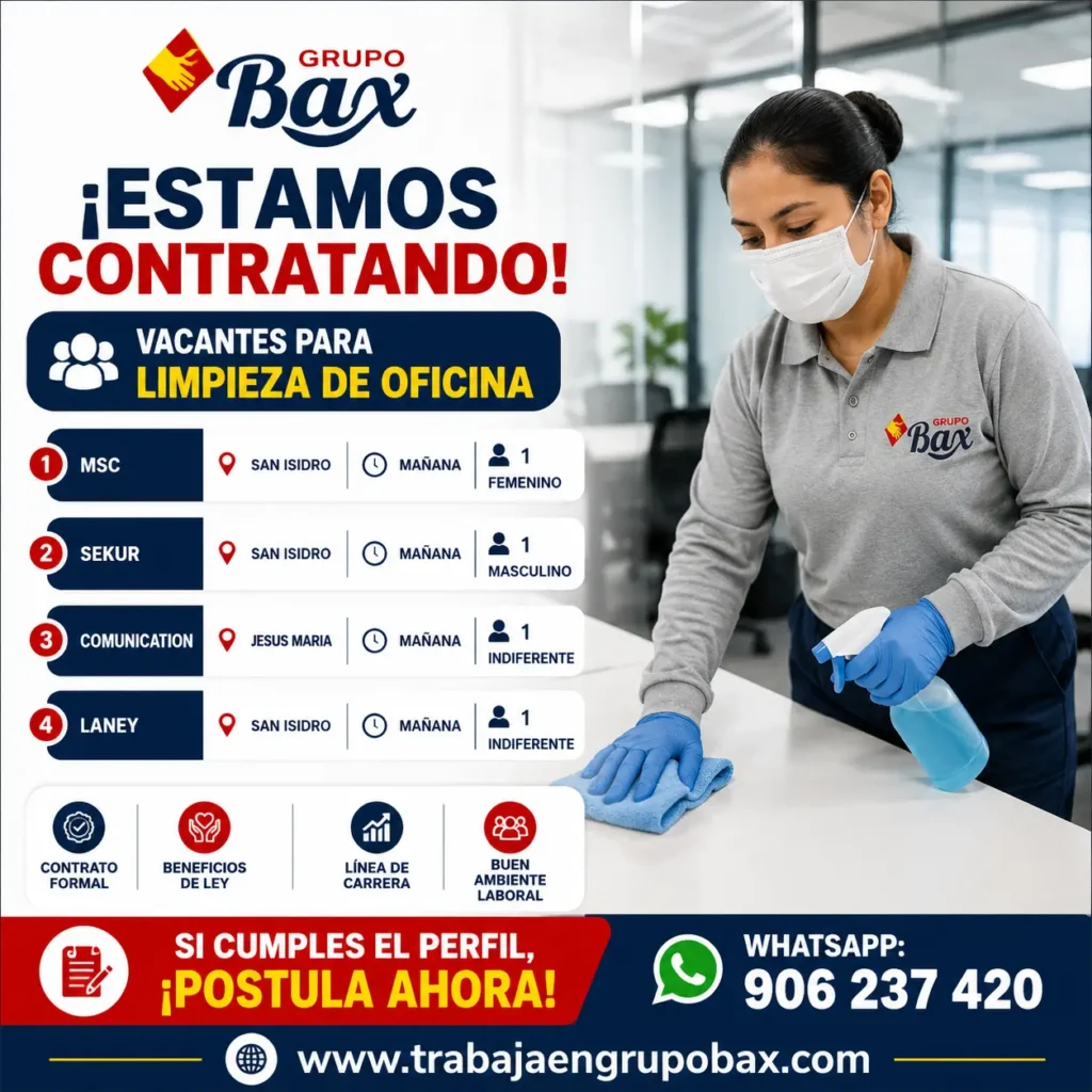 Trabajo de Limpieza de Oficinas en San Isidro